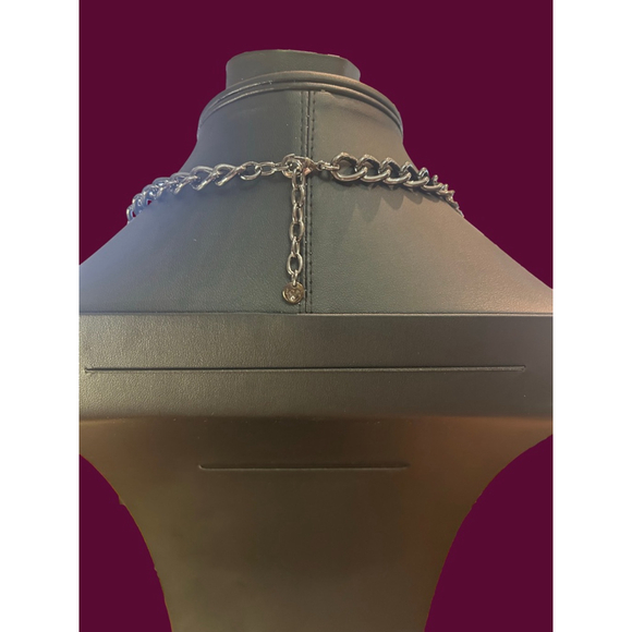 Women's LOFT gunmetal Chain Clear Teardrop Statement Necklace One Size - Picture 2 of 4